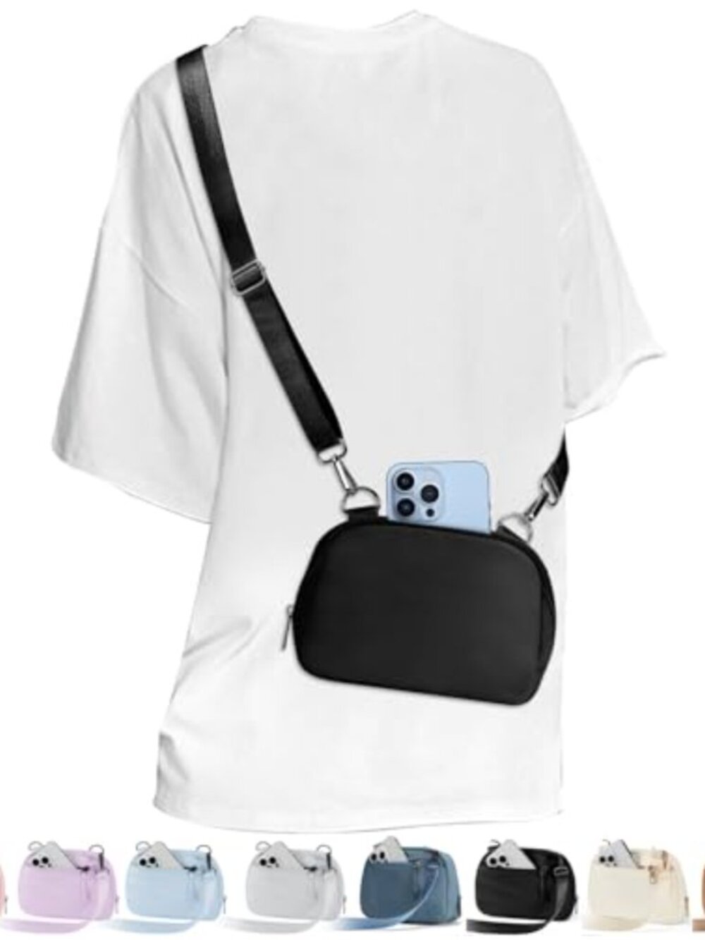 Small Crossbody Sling Bag for Women and Men - Adjustable Nylon Phone Purse
